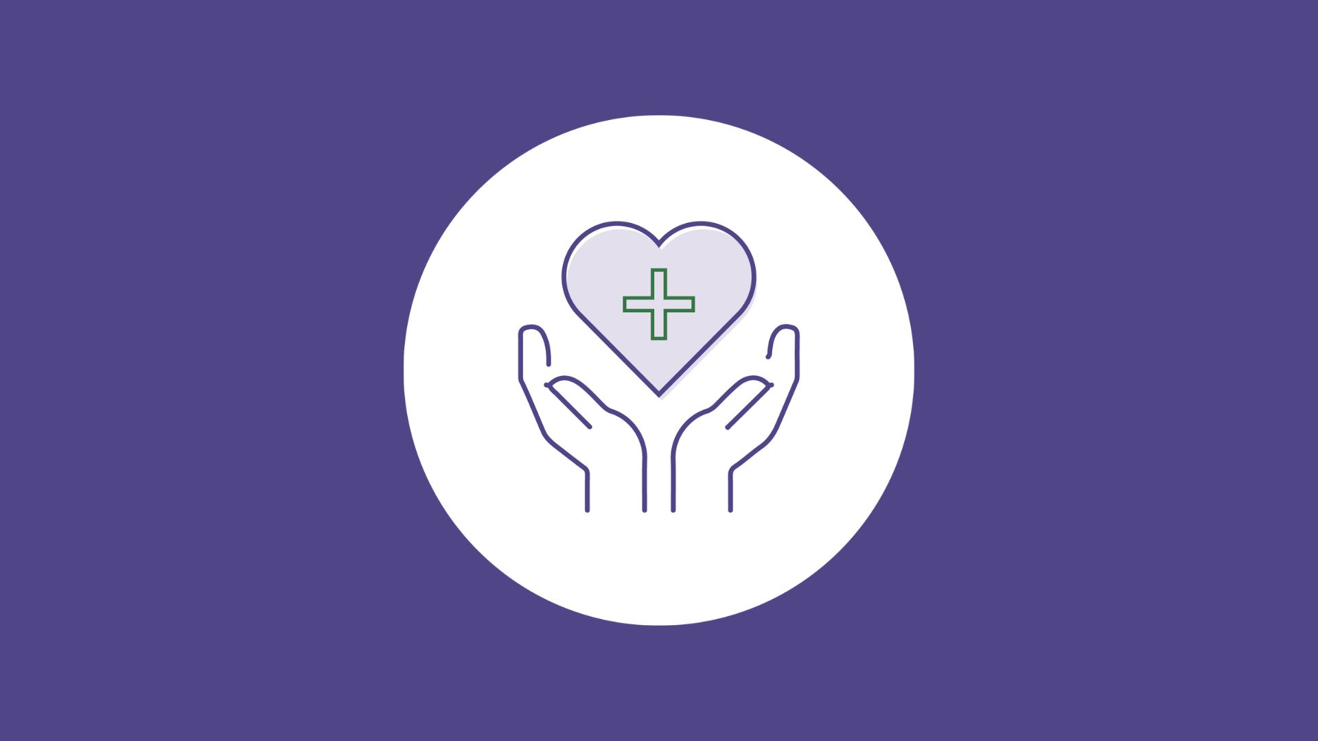 Good Samaritan icon: two hands cupping a heart with a health cross on it